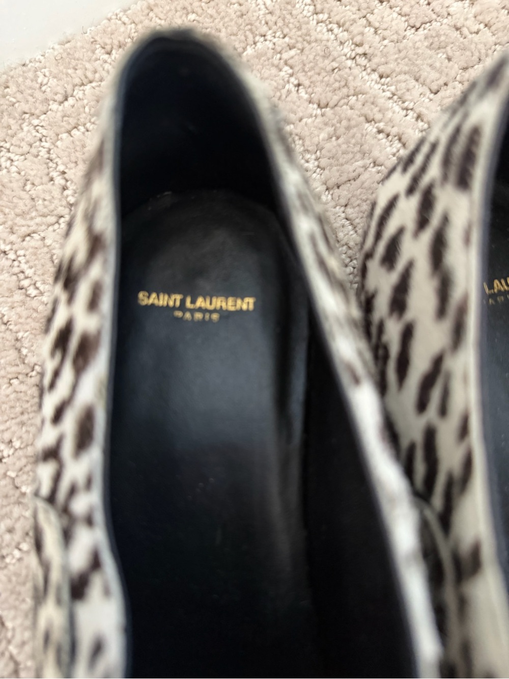 Saint Laurent Pony hair leopard Oxfords - Black and Cream - Picture 5 of 9